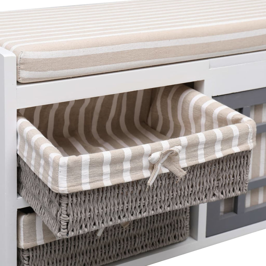 Halbank 70x33,5x45 cm paulowniahout wit
