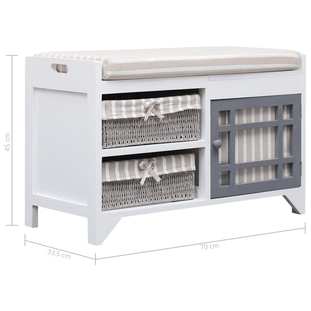 Halbank 70x33,5x45 cm paulowniahout wit