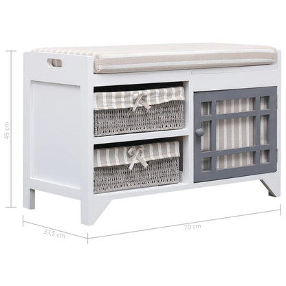 Halbank 70x33,5x45 cm paulowniahout wit