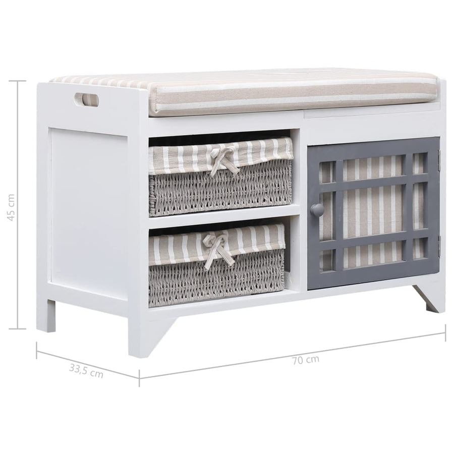 Halbank 70x33,5x45 cm paulowniahout wit