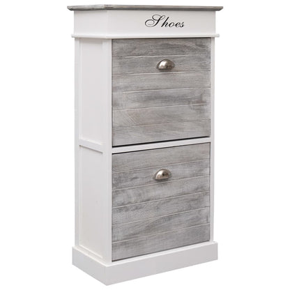 Schoenenkast 50X28X98 Cm Paulowniahout Grijs en wit