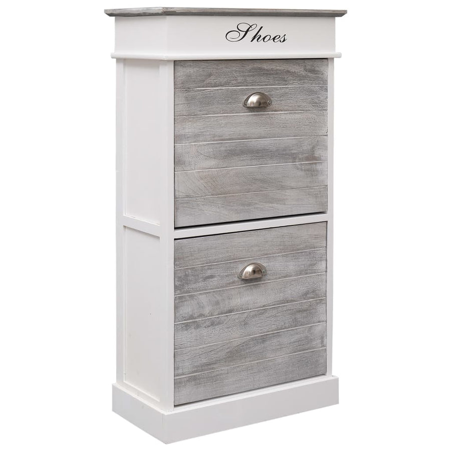 Schoenenkast 50X28X98 Cm Paulowniahout Grijs en wit