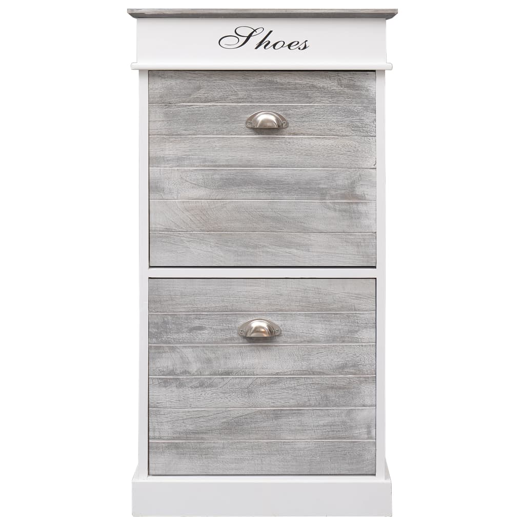 Schoenenkast 50X28X98 Cm Paulowniahout Grijs en wit