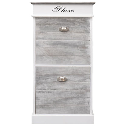 Schoenenkast 50X28X98 Cm Paulowniahout Grijs en wit