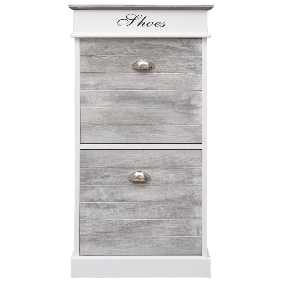 Schoenenkast 50X28X98 Cm Paulowniahout Grijs en wit
