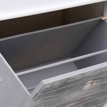 Schoenenkast 50X28X98 Cm Paulowniahout Grijs en wit