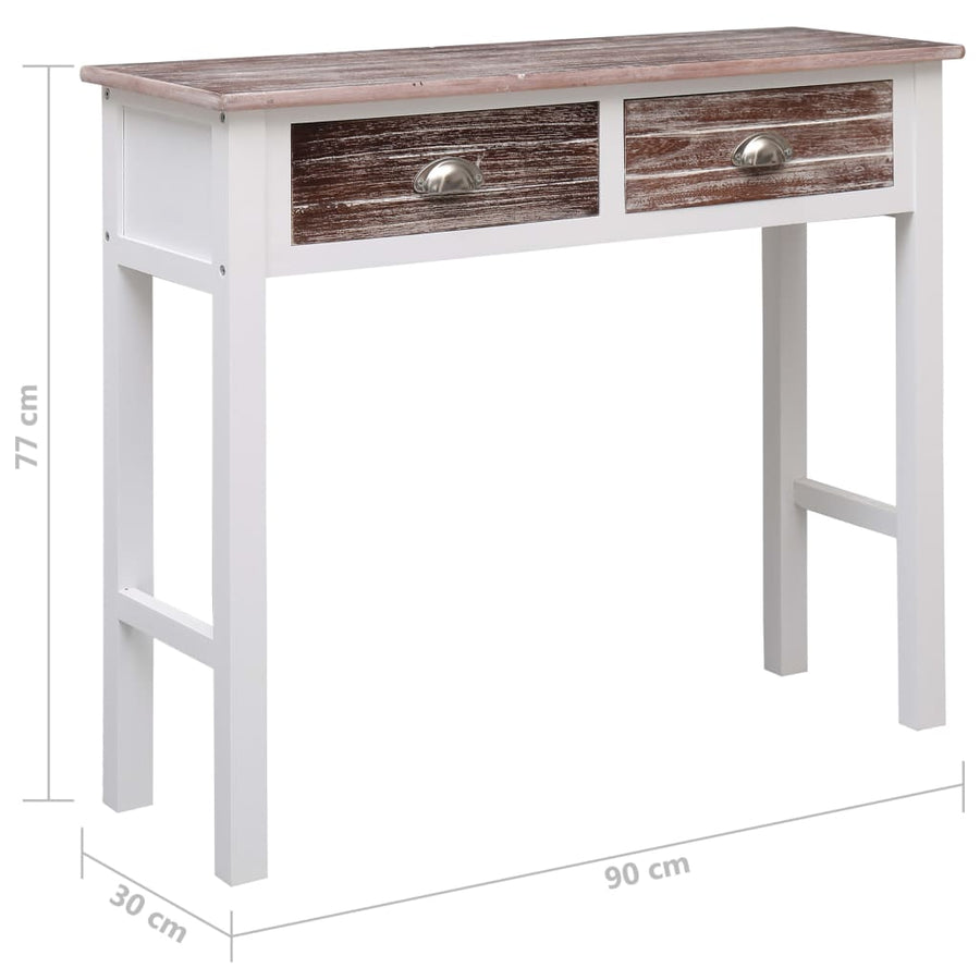 Wandtafel 90X30X77 Cm Hout Wit en bruin