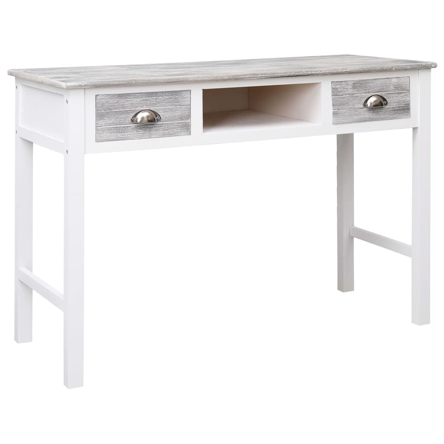 Schrijftafel 110X45X76 Cm Hout Wit en grijs