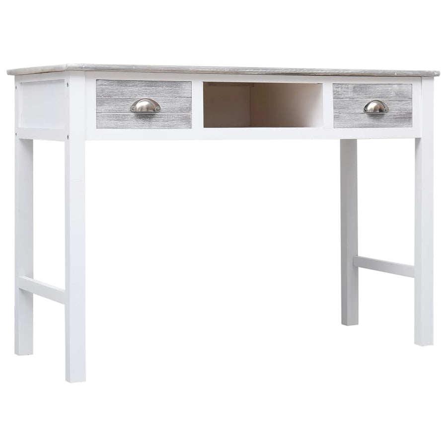 Schrijftafel 110X45X76 Cm Hout Wit en grijs