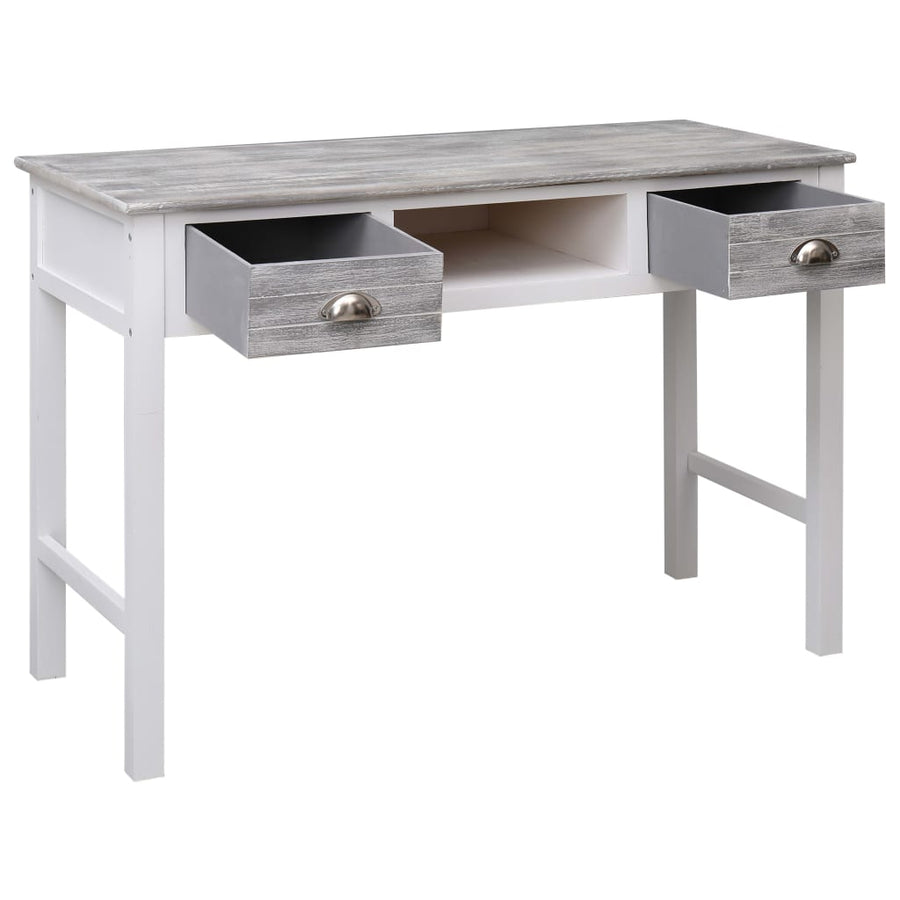 Schrijftafel 110X45X76 Cm Hout Wit en grijs