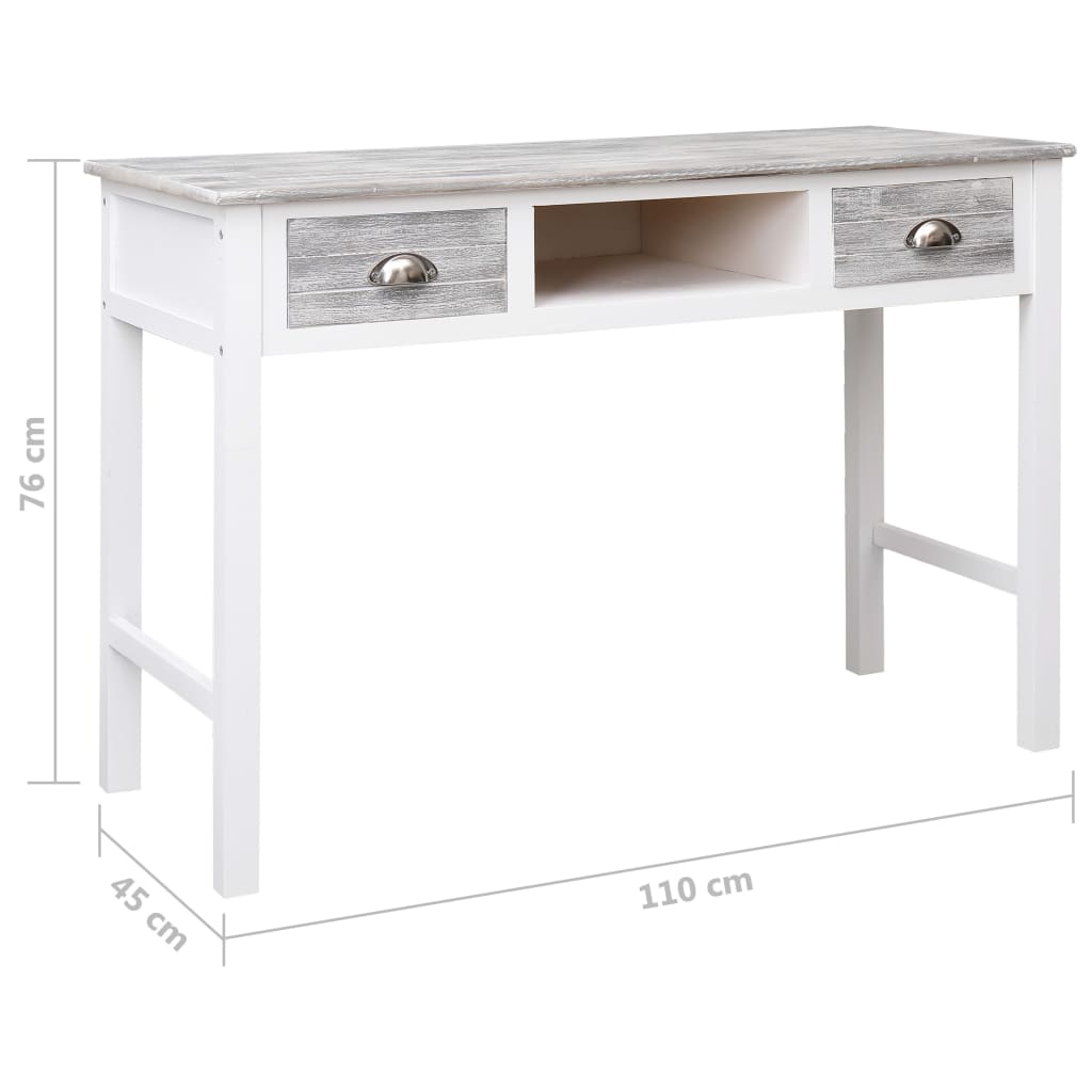 Schrijftafel 110X45X76 Cm Hout Wit en grijs