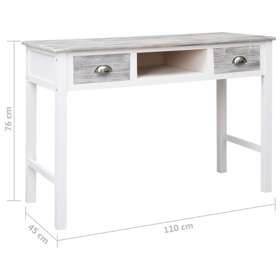 Schrijftafel 110X45X76 Cm Hout Wit en grijs