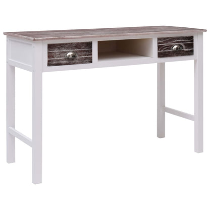 Schrijftafel 110X45X76 Cm Hout Wit en bruin