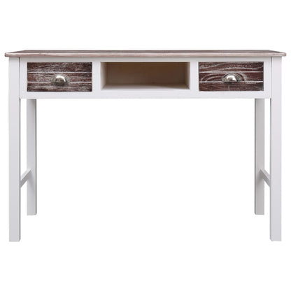Schrijftafel 110X45X76 Cm Hout Wit en bruin