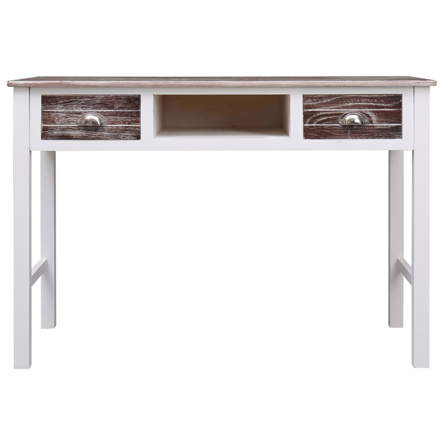 Schrijftafel 110X45X76 Cm Hout Wit en bruin