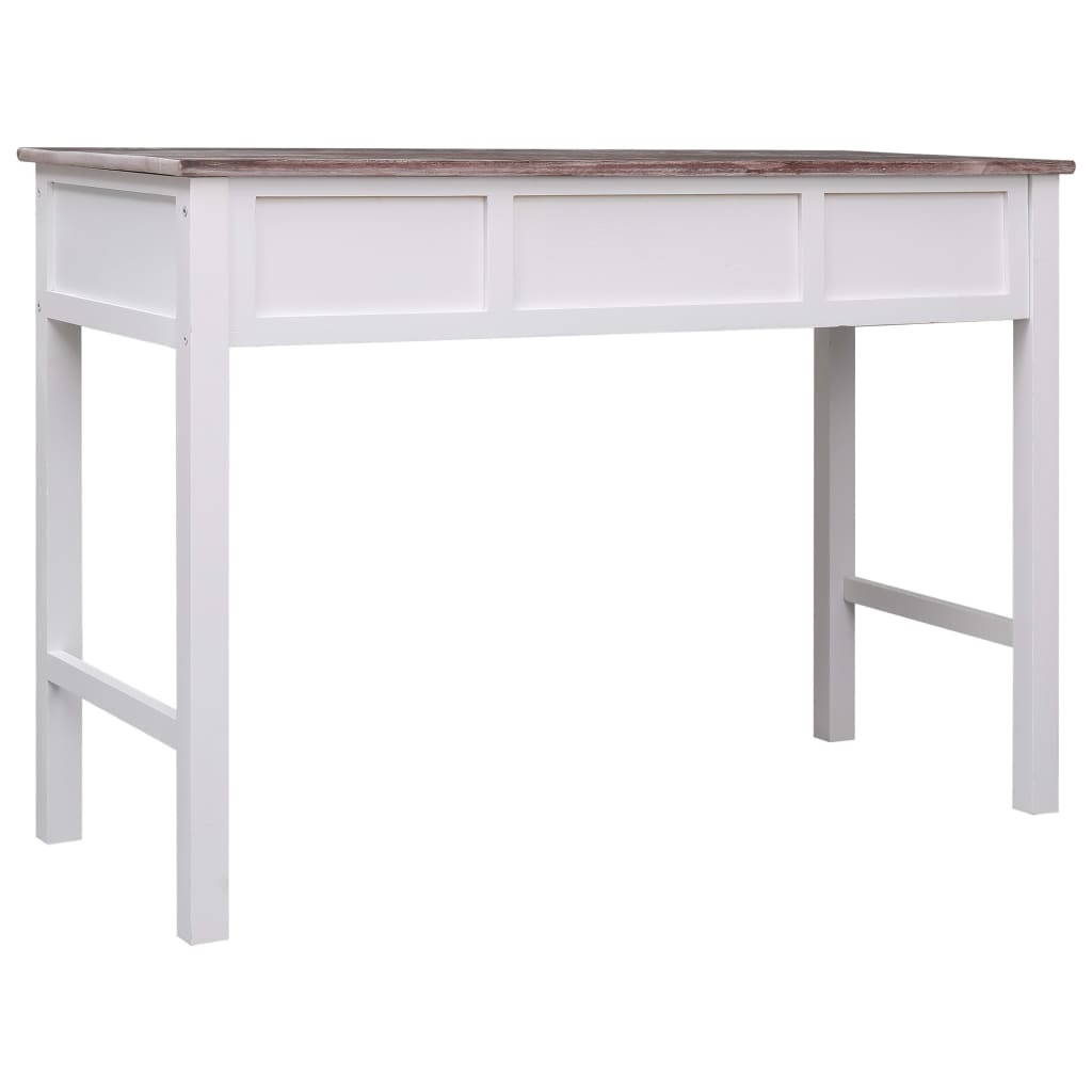Schrijftafel 110X45X76 Cm Hout Wit en bruin