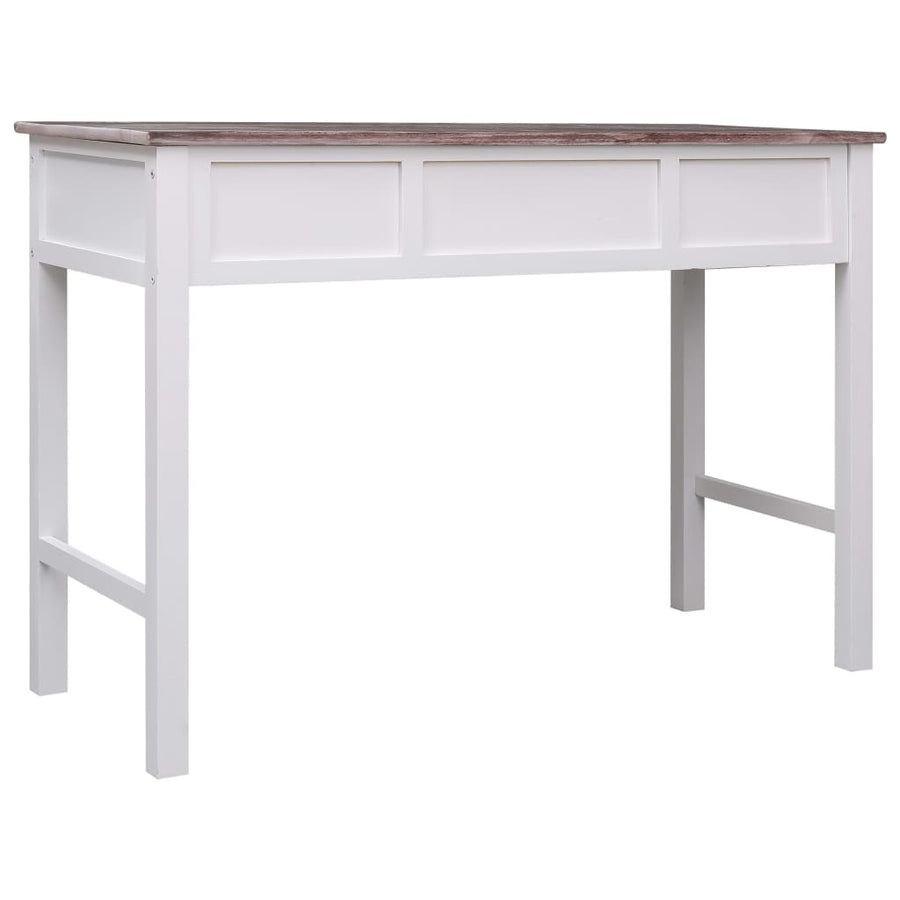 Schrijftafel 110X45X76 Cm Hout Wit en bruin