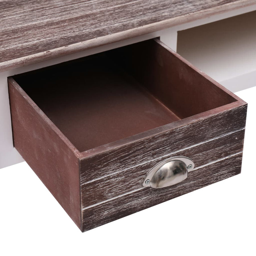 Schrijftafel 110X45X76 Cm Hout Wit en bruin