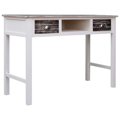 Schrijftafel 110X45X76 Cm Hout Wit en bruin