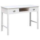 Desk 110X45X76 cm Wood White with silver-colored handles