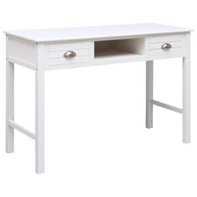 Schrijftafel 110X45X76 Cm Hout Wit wit met zilverkleurige handvatten