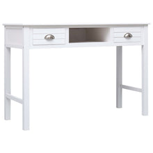 Schrijftafel 110X45X76 Cm Hout Wit wit met zilverkleurige handvatten