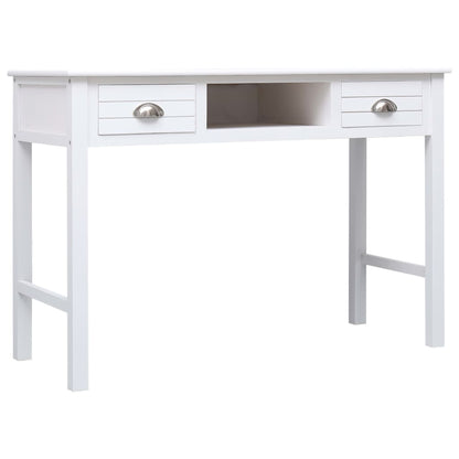 Schrijftafel 110X45X76 Cm Hout Wit wit met zilverkleurige handvatten