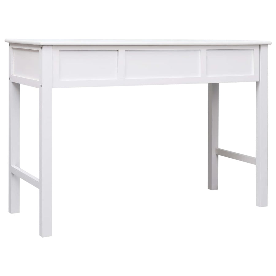 Schrijftafel 110X45X76 Cm Hout Wit wit met zilverkleurige handvatten