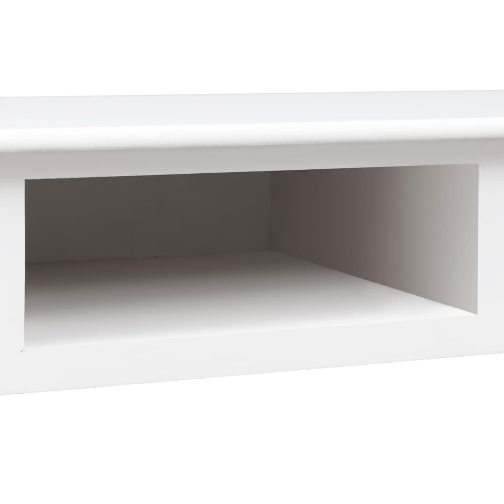 Schrijftafel 110X45X76 Cm Hout Wit wit met zilverkleurige handvatten