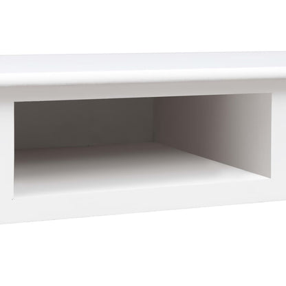 Schrijftafel 110X45X76 Cm Hout Wit wit met zilverkleurige handvatten