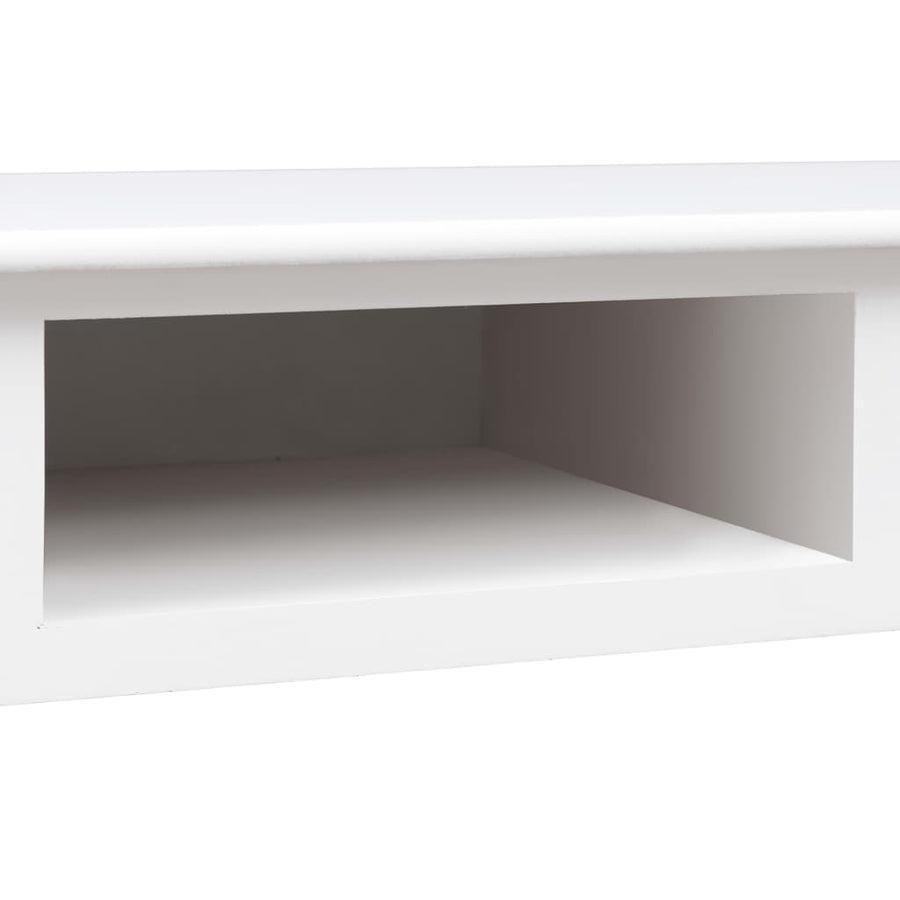 Schrijftafel 110X45X76 Cm Hout Wit wit met zilverkleurige handvatten