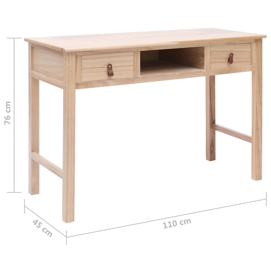 Schrijftafel 110X45X76 Cm Hout Naturel Houtkleur