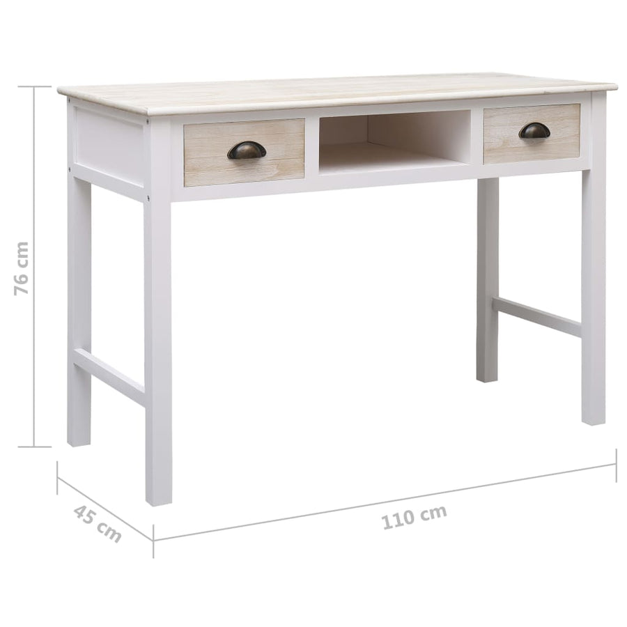Wandtafel 0X45X76 Cm Hout Wit en houtkleur