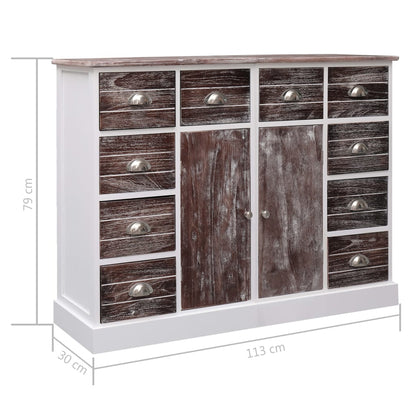 Dressoir met 10 lades 113x30x79 cm hout bruin