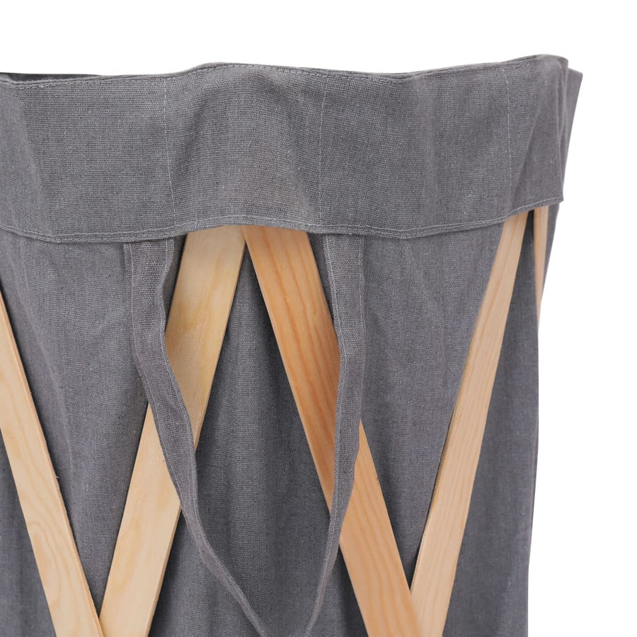 Wasmand inklapbaar hout en stof grijs