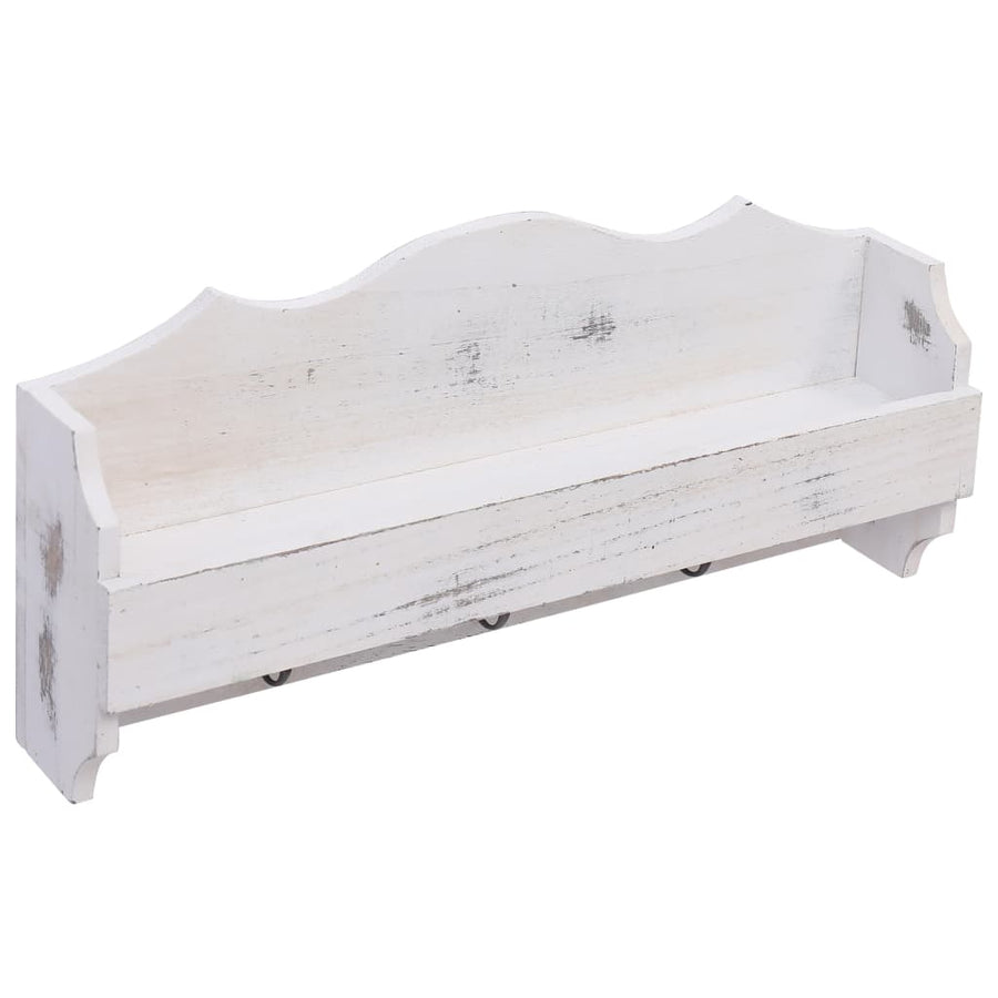 Wandkapstok Hout 50x10x23 cm Wit