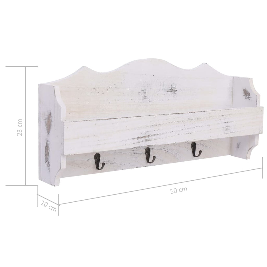 Wandkapstok Hout 50x10x23 cm Wit