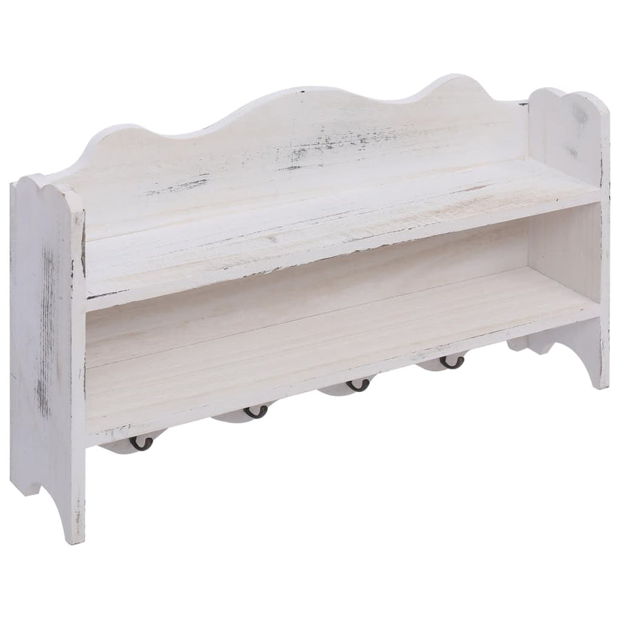 Wandkapstok Hout 50x10x30 cm Wit