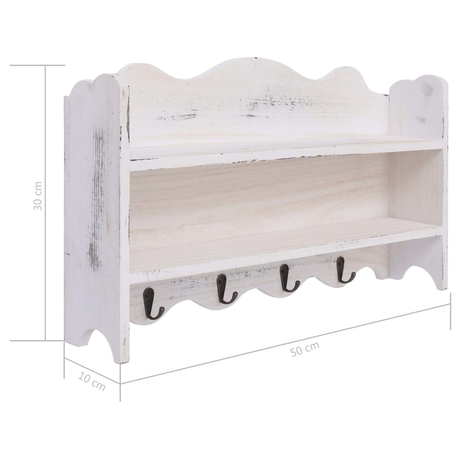 Wandkapstok Hout 50x10x30 cm Wit