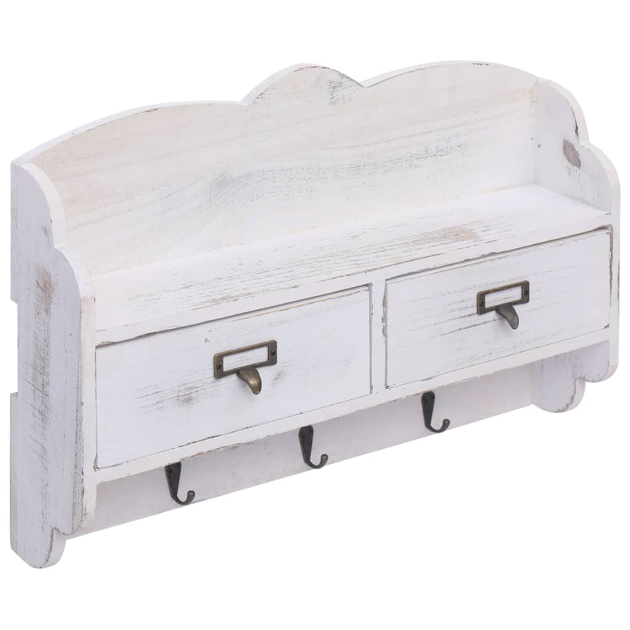 Wandkapstok 50X10X34 Cm Hout Wit