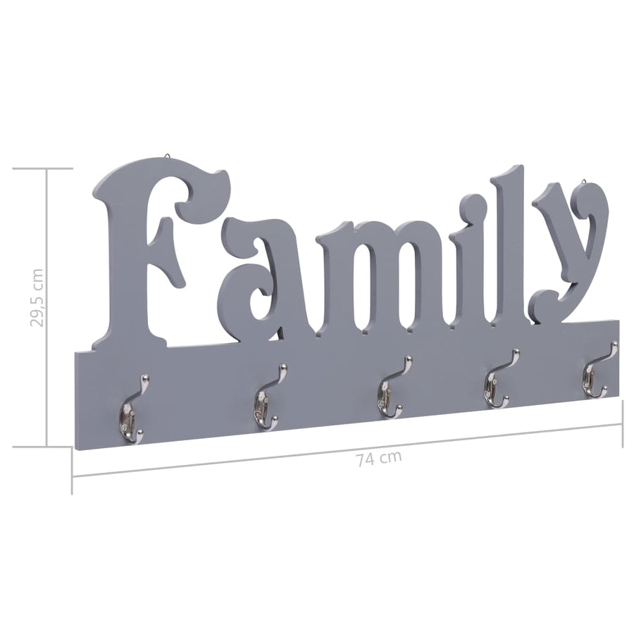 Wandkapstok Family 74X29,5 Cm Grijs Grijs (family)