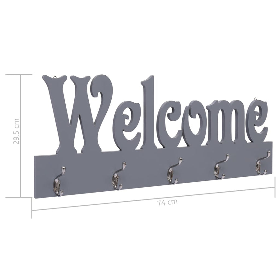 Wandkapstok Welcome 74X29,5 Cm Grijs Grijs (welcome)