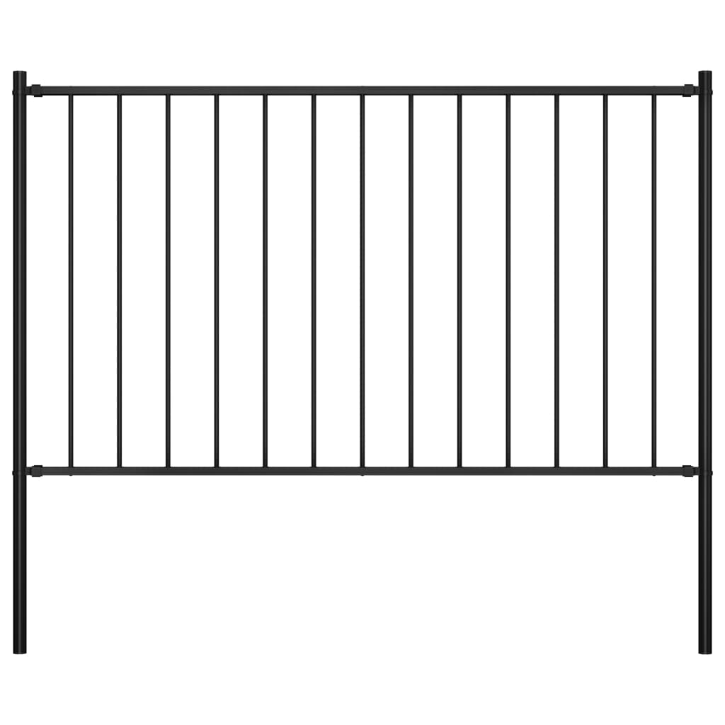 Hekpaneel Met Palen ,7X0,75 M Gepoedercoat Staal 1.7 x 0.75 m Zwart