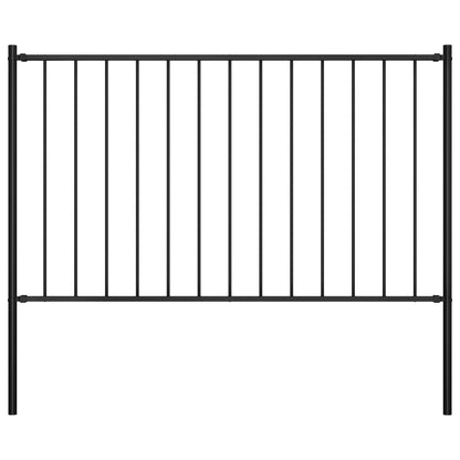 Hekpaneel Met Palen ,7X0,75 M Gepoedercoat Staal 1.7 x 0.75 m Zwart