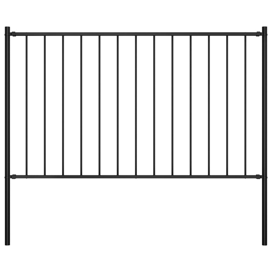 Hekpaneel met palen 1,7x1 m gepoedercoat staal zwart 1.7 x 1 m Zwart