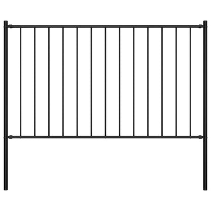 Hekpaneel Met Palen ,7X,25 M Gepoedercoat Staal 1.7 x 1.25 m Zwart