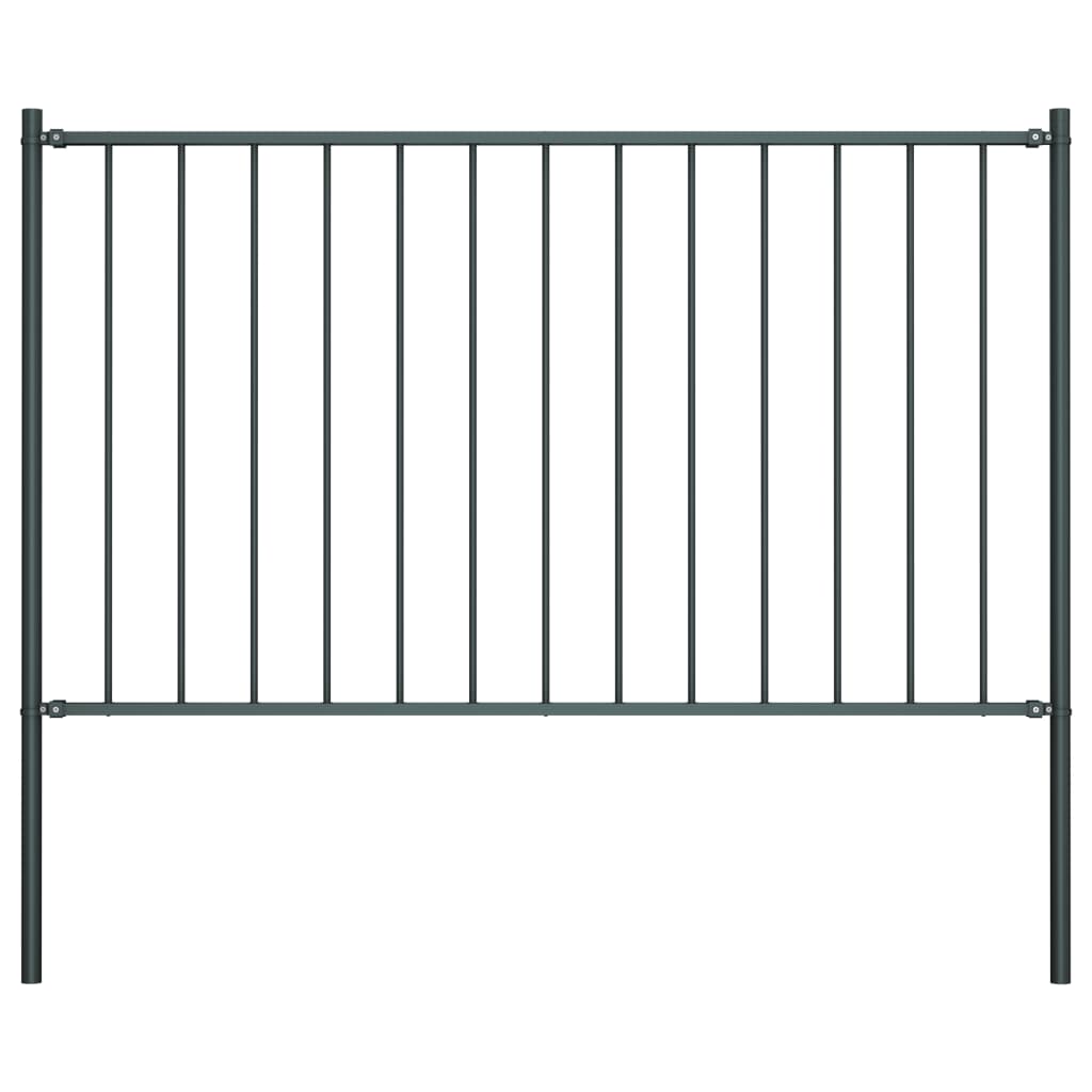 Hekpaneel met palen 1,7x0,75 m gepoedercoat staal antraciet 1.7 x 0.75 m Antraciet