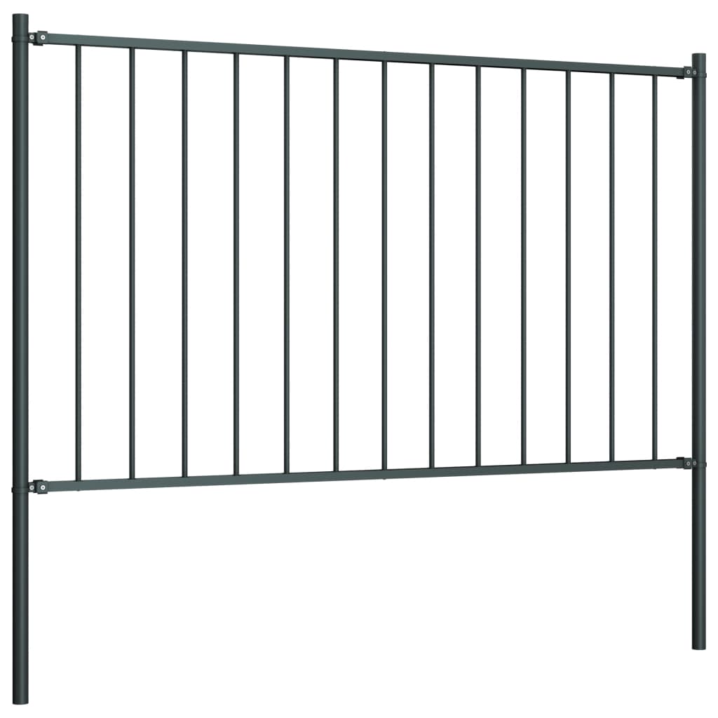 Hekpaneel met palen 1,7x0,75 m gepoedercoat staal antraciet 1.7 x 0.75 m Antraciet