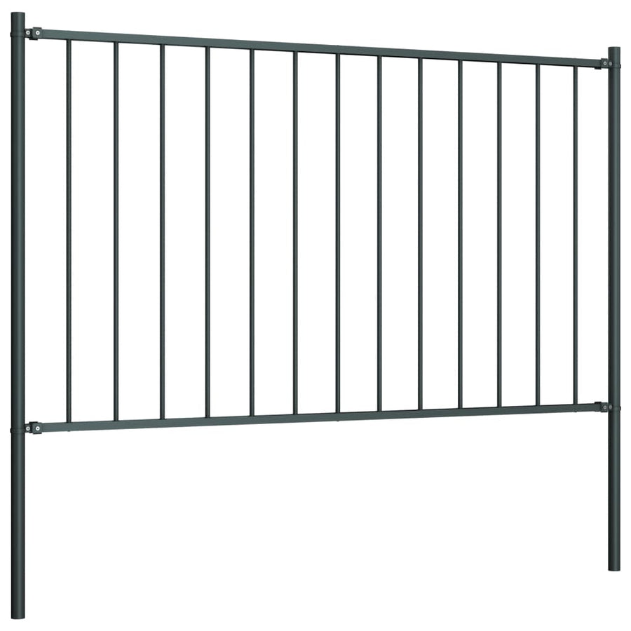 Hekpaneel met palen 1,7x0,75 m gepoedercoat staal antraciet 1.7 x 0.75 m Antraciet
