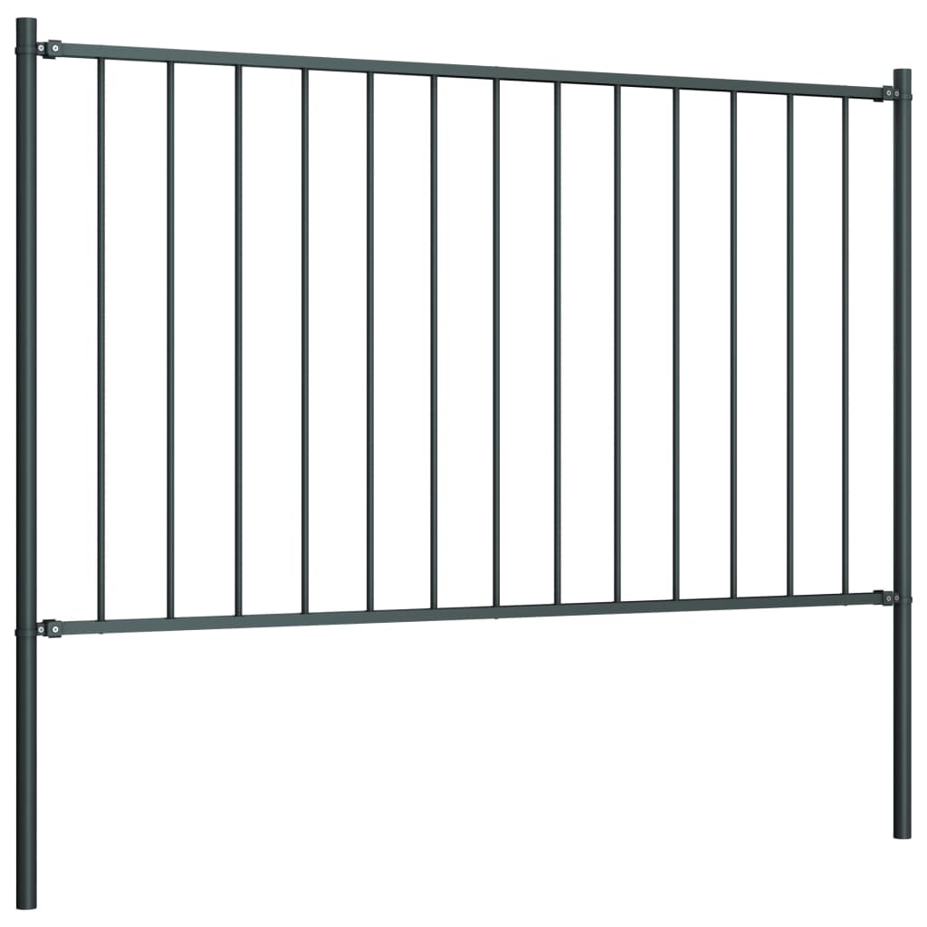 Hekpaneel met palen 1,7x1 m gepoedercoat staal antraciet 1.7 x 1 m Antraciet